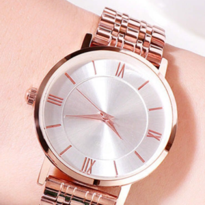 Fashionable Leisure Watch - White Plate with Rose Gold