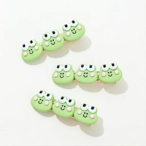 3pcs Cute Frog Hairpin - Fashionable Hair Accessory - Green